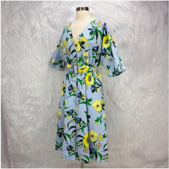 INC‎ Mabel Poplin Belted Midi Dress Floral Bouquet Wedding Guest Summer Colorful - Picture 10 of 16